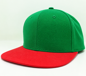 Wholesale Custom Two Tone Snapback <b>Hat</b> 6 Panel High Profile High Quality <b>Green</b> Red Flat Brim for Men Outdoor Streetwear - Product Image 2