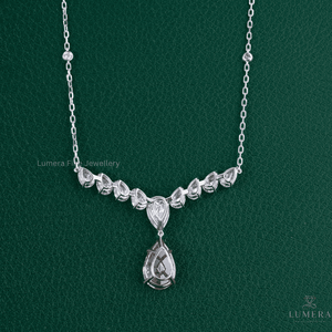 Collier chaîne en or 14 carats avec diamant en forme de poire gradué certifié IGI, serti d'une pierre centrale fantaisie jaune en forme de poire - Product Image 2