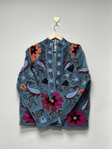 Floral Embroidered Knitted <b>Velvet</b> Bomber <b>Jacket</b> <b>Women</b> Vintage O Neck Full Sleeve Breathable Open Stitch Casual Winter Thick - Product Image 5