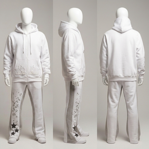 Conjunto deportivo SHY SPORTS de felpa francesa personalizado con bordado de logotipo, sudadera con capucha gruesa y pantalones deportivos para uso unisex. - Product Image 2