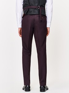 Traje de Tres Piezas para Hombre, Color Morado Oscuro, Lana y Poliéster, Corte Regular, Cuello de Solapa, Antiarrugas, Estilo Ejecutivo - Product Image 6