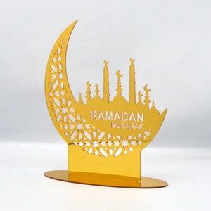 Decoración de Ramadán en Forma de Luna Acrílica con Diseño de Mezquita y Texto de Ramadán Mubarak, Adorno Interior de Tamaño Mediano - Product Image 2