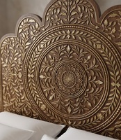 Lit en bois marocain sculpté avec incrustations de os, cadre de lit King Size pour hôtel, appartement, maison