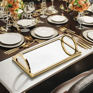 Bandeja de servicio de metal fuerte duradera y práctica para servir alimentos y bebidas - Product Image 1