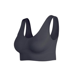Sujetador deportivo Racerback de soporte medio, transpirable, sin costuras, para fitness y entrenamiento, color liso, cuello redondo - Product Image 6