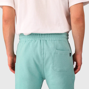Bermuda en coton de couleur unie pour hommes, avec taille élastique et poches, style décontracté, bleu clair - Product Image 3