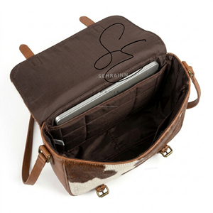 Genuine Leather Hair-On Hide Messenger Bag <b>Laptop</b> Crossbody Bag Vintage Leather Shoulder Bag Satchel Men & Women Office Work Bag - Product Image 6