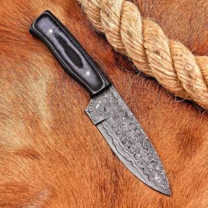 Cuchillo de Hoja Fija de Acero de Damasco Forjado con Punta Caída, Funda para Porte Vertical, Espiga Completa, OEM, para Caza y Bushcraft, Mango de Micarta - Product Image 2