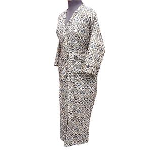 Robe Kimono Textile Faite à la Main, Imprimé Floral, Douce et Décontractée, Lavable en Machine, Tissu 100% Coton, Col en V, Fermeture à Ceinture - Product Image 2