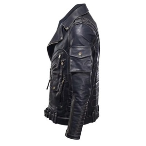 Chaqueta de Cuero con Tachuelas para Hombre, Estilo Motero, Prenda Exterior de Moda, Logotipo Personalizado, Venta al Por Mayor, Marca Privada - Product Image 4