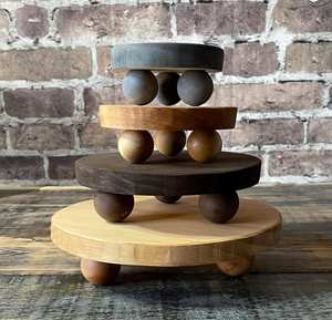 Plato Elevado de Acacia, Soporte de Madera Estilo Rústico para Exhibición en Escritorio, Base de Madera Natural Moderna - Product Image 1