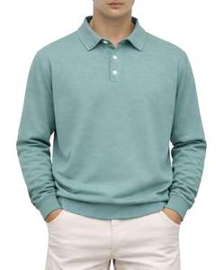 Sudadera Polo Personalizada para Hombre, Color Verde Mar, Manga Larga, Mezcla de Algodón Suave, Estilo Casual, Cuello Clásico, Ropa de Invierno, Fabricante - Product Image 1