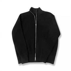 Manteau en tricot d'hiver de haute qualité avec logo personnalisé OEM, veste zippée en maille unie, col rabattu, vente en gros - Product Image 2