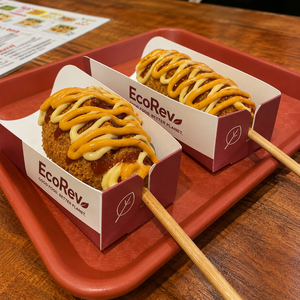 Disposable Biodegradable Eco Friendly Food Paper Korean Corn Dog Tray with UV Printing Custom <b>Box</b> for Hot Dogs Snacks - Product Image 1