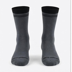 Chaussettes de randonnée respirantes North Approach Crew Socks, gris uni, pour adultes, saison d'automne - Product Image 1