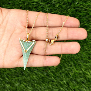 Statement amazonite apatite jade arrowhead necklace 18k gold plated geometric pendant wholesale brass metal <b>cable</b> chain jewelry - Product Image 2