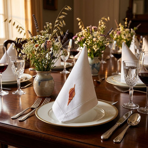 Servilleta de Tela Cuadrada Personalizada con Bordado de Caracol de Coral, Duradera, Reutilizable, Lavable a Máquina, con Dobladillo, de Algodón, para Cenas y Eventos en el Hogar - Product Image 4