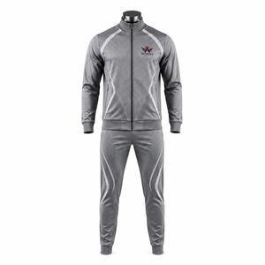 Chándal de sublimación premium para hombre, tela de poliéster transpirable, chaqueta con cremallera completa estampada a medida, pantalones a juego, cómodo y deportivo. - Product Image 1