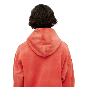 Sweat à capuche décontracté pour homme en polaire française, coupe oversize, couleur unie, effet délavé, style streetwear, avec impression en relief, tricoté, avec poche - Product Image 4