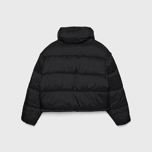 Chaqueta Corta Acolchada para Mujer, Color Azul Suave y Negro, Abrigo de Invierno, Estilo Kawaii, Corto, Transpirable, Forro de Viscosa de Piel de Oveja, Forro de Lana - Product Image 4