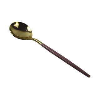 Cuchara de Estilo Nórdico Única con Acabado Espejo Vintage, Cubertería de Latón Marrón y Dorado para Bodas y Fiestas - Product Image 1