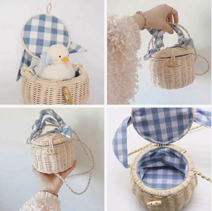 High Quality Fashion Women's Bohemian Beach Crossbody Handbag Bali Rattan <b>Bag</b> Pearl Manufacturer's Circle <b>Wicker</b> Crafts Cotton - Product Image 6