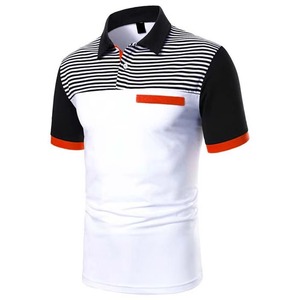 Chemise tricotée pour homme à manches courtes, unie, décontractée, blanche, marine, orange, avec poche, 100 % coton, personnalisable, vente en gros, OEM - Product Image 3