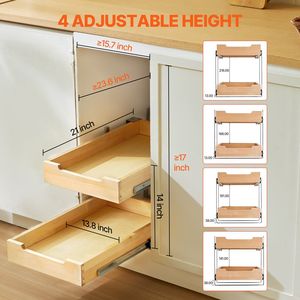 Organizzatore per armadio estraibile a 2 livelli con chiusura morbida cassetto in legno 14 "W X 21" D - Product Image 5