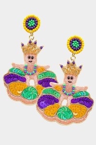 Boucles d'oreilles Huggie faites à la main Mardi Gras lèvres broderie perles de rocaille paillettes pour femmes et filles directement de l'Inde - Product Image 5