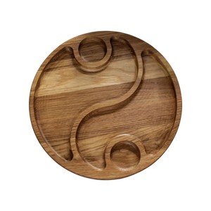 Bandeja de servir de madera con forma de Yin Yang, redonda, dividida, de madera de acacia, para aperitivos, plato para queso, tabla de charcutería, venta al por mayor - Product Image 1