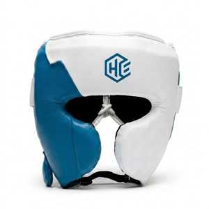 Hot Selling OEM ODM White Blue Custom Boxing Set Genuine Cowhide Leather Boxing Gloves <b>Head</b> Guard Groin Protector Wholesale - Product Image 2