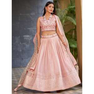 <b>Charming</b> Pink Sequins Georgette Lehenga Choli With Dupatta - Product Image 5