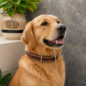 Dog Collar Hand Tooled Carving Stylish Soft Material Skull Pet Collar Hot Sale Wholesale New Designer Bulk Product - Product Image 3