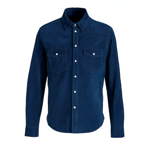Men's Black Leather <b>Shirt</b> Long Sleeve Workwear Style Turn-down Collar Solid Color Casual <b>Shirt</b> Autumn Wear - Product Image 4