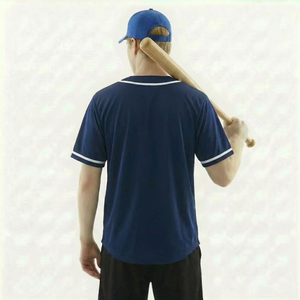 Maillot de baseball personnalisé pour homme, chemise boutonnée à manches courtes, avec passepoil contrastant, uniforme d'équipe, haut de sport vierge - Product Image 2