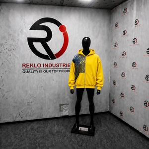 NUOVA Felpa con Cappuccio Gialla Oversize di Qualità con Zip e Stampa Astratta Urbana, Vestibilità Comoda, Stile Rilassato, Abbigliamento Streetwear per Interni - Product Image 3