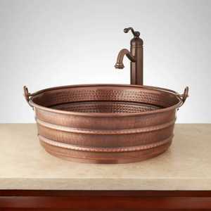 Small <b>Round</b> Hammered Copper Drop-In Sink 12 Inch Antique Bathroom Vanity <b>Basin</b> Undermount Bar Prep Sink Pure Copper <b>Basin</b> - Product Image 4