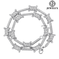 Collier de qualité export en argent 925 plaqué rhodium avec moissanite, chaîne à maillons animaux, bijoux de luxe pour soirée, unisexe, pour l'exportation