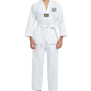 ชุดเทควันโดออกแบบเองได้ ผ้าโพลีคอตตอน ระบายอากาศได้ดี น้ำหนักเบา ทนทาน ชุดฝึกซ้อม คอวี สำหรับผู้ชายและผู้หญิง - Product Image 1