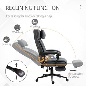 Sedia Direzionale Ergonomica Grigio Scuro Reclinabile con Schienale Alto Regolabile, Girevole con Rotelle in PU per Comfort, Ideale per Ufficio e Casa - Product Image 5