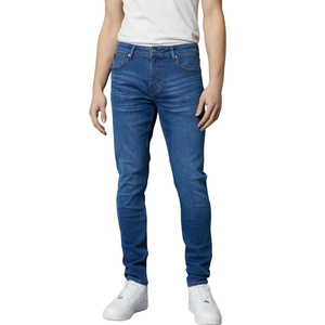 <b>Men</b> Mid Blue Woven Denim Jeans Straight <b>Stretch</b> Fit Casual Daily Wear OEM ODM Factory Wholesale Spring - Product Image 1