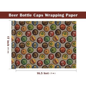 Rotolo di Carta da Regalo Mini da 17 Pollici x 16,5 Piedi con Tappi di Bottiglia di Birra Vintage con Diverse Scritte, Biglietti di Auguri Perfetti - Product Image 2