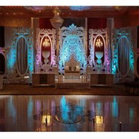 Nouvelle conception de scène de mariage de luxe, panneau en fibre de verre de style ouvert, durable, taille personnalisée, configuration de réception