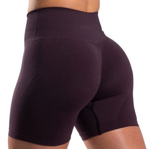 Shorts de sport pour femme, taille haute, sans couture, compressifs, extensibles, pour la gym, le fitness, l'entraînement, le yoga, les activités sportives, style cycliste, couleur prune - Product Image 4