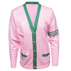 Pink Green Contrast Knitted <b>Cardigan</b> <b>Women</b> V Neck Long Sleeve Casual Solid Color Button Front <b>Sweater</b> Full Sleeve Regular Fit - Product Image 1