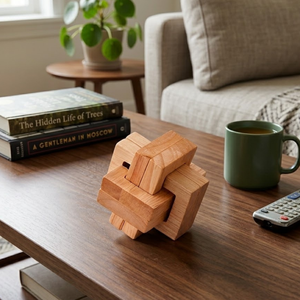 Jeu de puzzle en bois artisanal à emboîter |   Jeu de logique IQ pour adultes et enfants |   Cadeau éducatif : puzzle de voyage pour bureau - Product Image 3