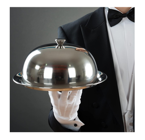 Cloche à gâteau en acier inoxydable poli miroir, design élégant avec bouton, article de vaisselle domestique, couvercle de plat - Product Image 5