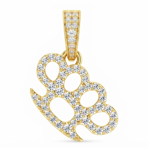 Colgantes y dijes de collar de oro macizo de 10K, estilo hip hop, personalizados, gruesos, con diamantes naturales en forma de roca, para mujer - Product Image 1