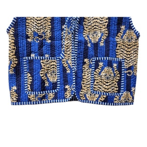 Indian 100% Organic Cotton Handmade Reversible Leopard Printed Unisex Quilted <b>Jacket</b> Summer Party Wear <b>Sleeveless</b> Hippies Style - Product Image 5
