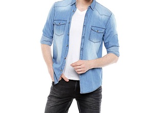 Camisas de Mezclilla para Hombre, Diseño Nuevo, Estilo Vintage, Corte Ajustado, Botones, Transpirables, de Secado Rápido, en Oferta - Product Image 4